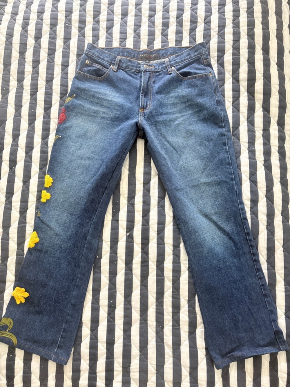 Sanctuary Blue Embroidered Floral Jeans